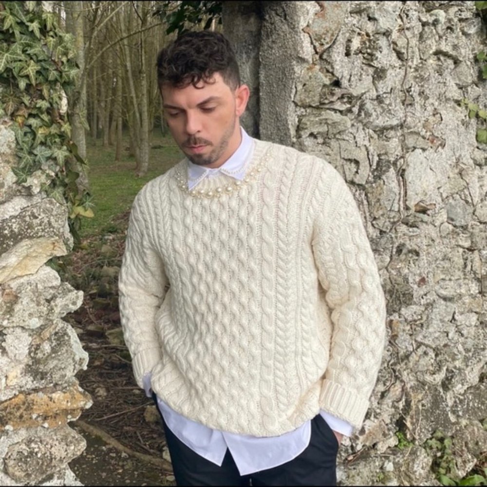 NWT UNISEX H&M x Simone Rocha Cable Knit Cotton Jumper Sz M